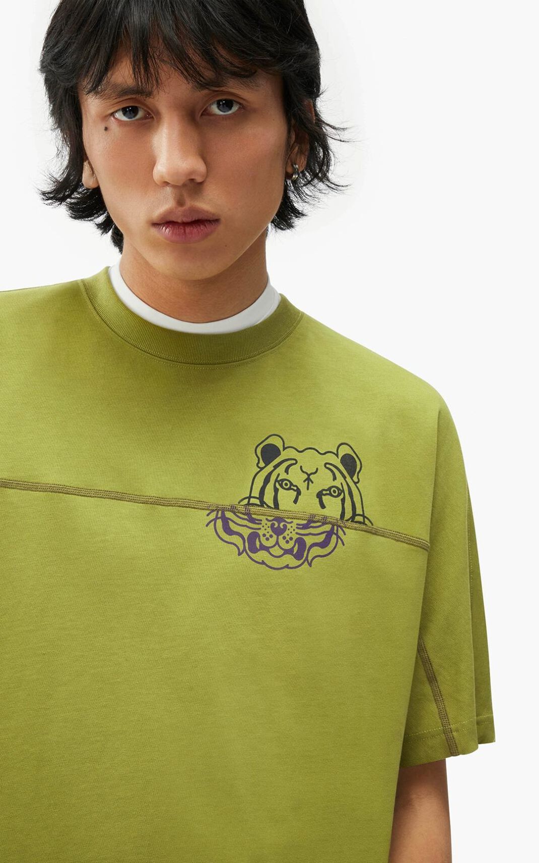 Kenzo K Tiger oversized Majice Muške - Maslinasto Zelene - Hrvatska MSPJID247